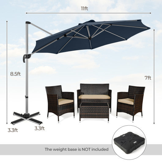 11 FT Outdoor Patio Umbrella with 360° Rotation and Adjustable Tilt-Navy