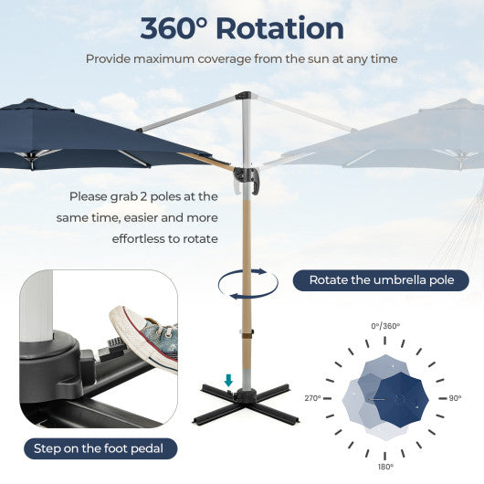 11 FT Outdoor Patio Umbrella with 360° Rotation and Adjustable Tilt-Navy