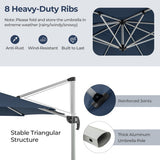 11 FT Outdoor Patio Umbrella with 360° Rotation and Adjustable Tilt-Navy