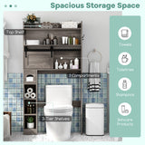 Over The Toilet Storage Cabinet with Sliding Barn Door and Adjustable Shelves-Gray