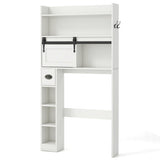 Over The Toilet Storage Cabinet with Sliding Barn Door and Adjustable Shelves-White