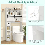 Over The Toilet Storage Cabinet with Sliding Barn Door and Adjustable Shelves-White