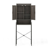 Over the Toilet Storage Cabinet Space Saver Organizer with Double Doors-Gray