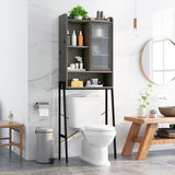 Over the Toilet Storage Cabinet with Sliding Acrylic Door and Adjustable Shelves-Gray