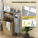 Over the Toilet Storage Cabinet with Toilet Paper Holder-Gray
