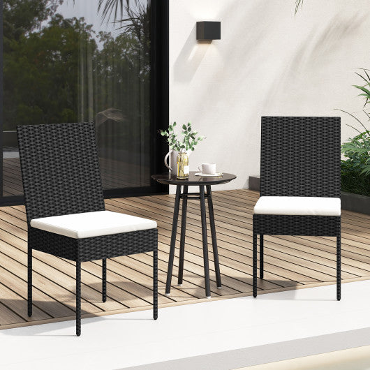 PE Wicker Patio Chairs Set of 2/4 with Cushions for Porch Deck Garden and Backyard-2 Pieces