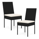 PE Wicker Patio Chairs Set of 2/4 with Cushions for Porch Deck Garden and Backyard-2 Pieces