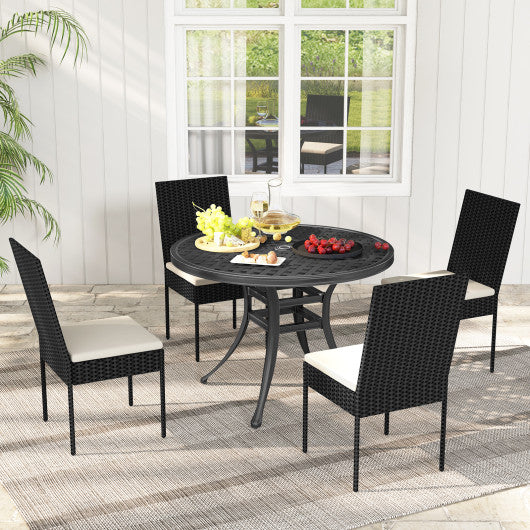 PE Wicker Patio Chairs Set of 2/4 with Cushions for Porch Deck Garden and Backyard-4 Pieces