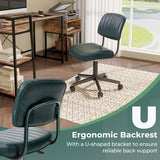 PU Leather Adjustable Office Chair  Swivel Task Chair with Backrest-Green