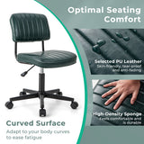 PU Leather Adjustable Office Chair  Swivel Task Chair with Backrest-Green