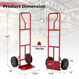 P-Handle Hand Truck with Foldable Load Plate for Warehouse Garage-Red