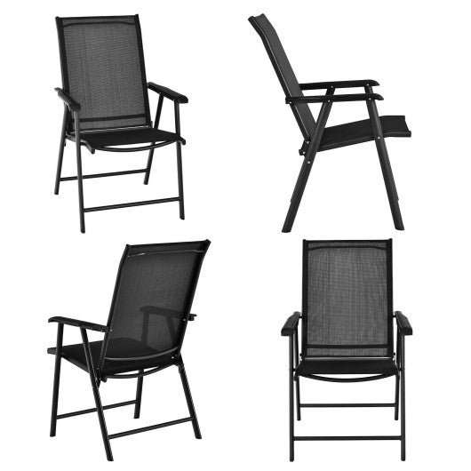 Set of 2 Outdoor Patio Folding Chair with Ergonomic Armrests-Black