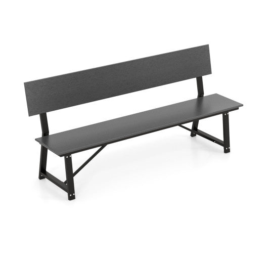 72 Inch Extra Long Bench with All-Weather HDPE Seat & Back for Yard Garden Porch-Gray