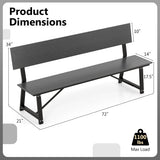 72 Inch Extra Long Bench with All-Weather HDPE Seat & Back for Yard Garden Porch-Gray