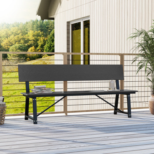 72 Inch Extra Long Bench with All-Weather HDPE Seat & Back for Yard Garden Porch-Gray