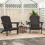 Patio Adirondack Chair with Rattan Padded Seat and Hidden Cupholder-Black