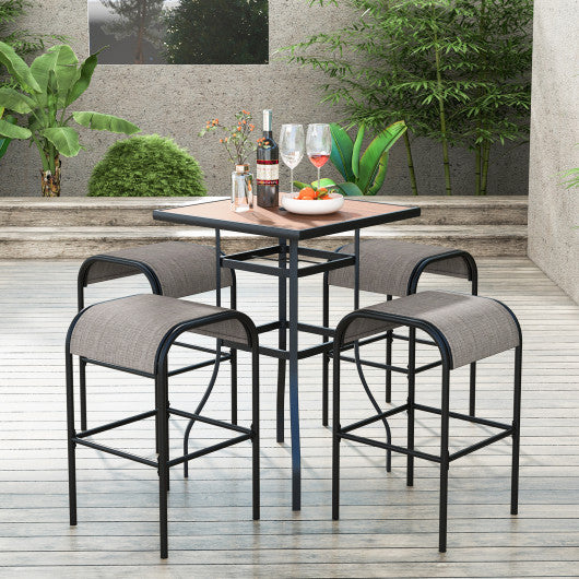 Set of 2/4 Patio Metal Bar Stools with Curved Fabric Seat-Set of 4