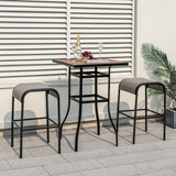 Set of 2/4 Patio Metal Bar Stools with Curved Fabric Seat-Set of 4