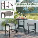 Set of 2/4 Patio Metal Bar Stools with Curved Fabric Seat-Set of 4