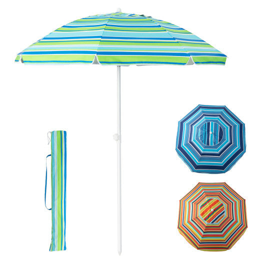 6.5 Feet Patio Beach Umbrella with Waterproof Polyester Fabric-Green
