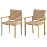 Indoor Outdoor Wood Chair Set of 2-Natural