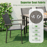 Set of 6 Stackable Patio Chair with Breathable Fabric Seat