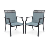 Patio Chairs Set of 2 with All Weather Breathable Fabric-Blue