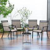 Patio Chairs Set of 2 with All Weather Breathable Fabric-Brown