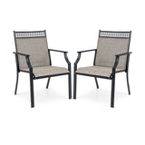 Patio Chairs Set of 2 with All Weather Breathable Fabric-Brown