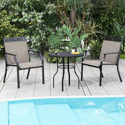 Patio Chairs Set of 2 with All Weather Breathable Fabric-Brown