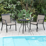 Patio Chairs Set of 2 with All Weather Breathable Fabric-Brown