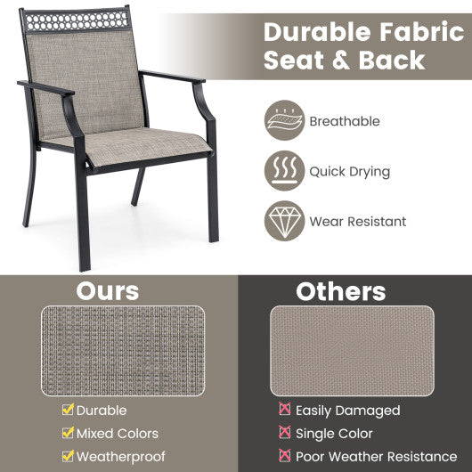 Patio Chairs Set of 2 with All Weather Breathable Fabric-Brown