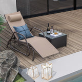 Outdoor Chaise Lounge Glider Chair with Armrests and Pillow-Rustic Brown