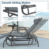 Outdoor Chaise Lounge Glider Chair with Armrests and Pillow-Gray