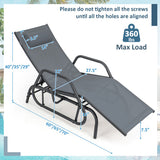 Outdoor Chaise Lounge Glider Chair with Armrests and Pillow-Gray