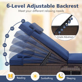 Patio Chaise Lounge Set of 2 with Backrest Seat Cushion and Headrest-Navy