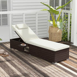 Outdoor PE RattanChaise Lounge with 6-level Backrest-Off White