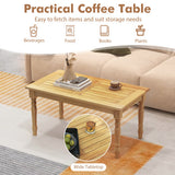 Patio Coffee Table with Solid Teak Wood Structure and Slatted Tabletop