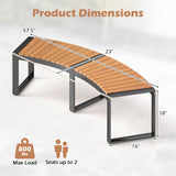 Patio Curved Bench with Slatted Seat and Metal Legs-1 Piece