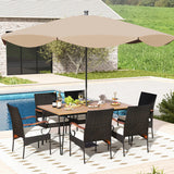 7 Pieces Patio Dining Set with Rattan Armchairs Soft Cushions 2" Umbrella Hole