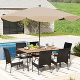 7 Pieces Patio Dining Set with Rattan Armchairs Soft Cushions 2" Umbrella Hole