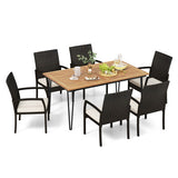 7 Pieces Patio Dining Set with Acacia Wood Dining Table for Porch Backyard Garden Poolside