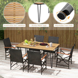 7 Pieces Outdoor Dining Furniture Set for Porch Backyard Garden Poolside