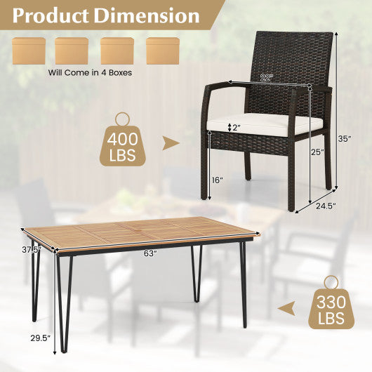 7 Pieces Patio Dining Set with Acacia Wood Dining Table for Porch Backyard Garden Poolside