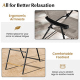 Patio Folding Bar Stool Set of 2 with Metal Frame and Footrest-Coffee