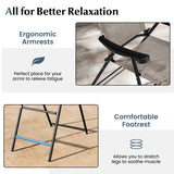 Patio Folding Bar Stool Set of 2 with Metal Frame and Footrest-Blue