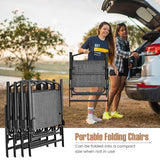 Patio Folding Chairs Set of 4 with Cozy Seat Fabric and Heavy-Duty Metal Frame-Gray