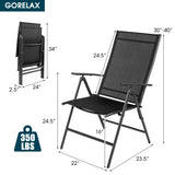 Set of 2 Adjustable Portable Patio Folding Dining Chair Recliners-Black