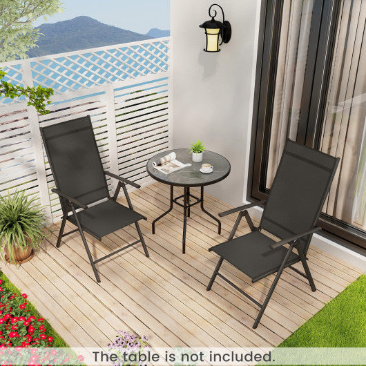 1 Piece Patio Folding Dining Chairs with 7-Level Adjustable High Backrest-Black