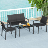 4 Pieces Patio Furniture Set with Heavy Duty Galvanized Metal Frame-Black